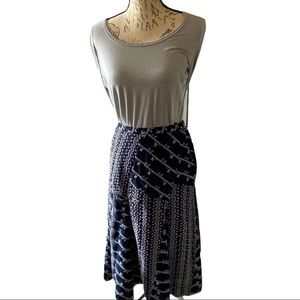 JM COLLECTIONS NAVY AND WHITE EMBROIDED A/L SKIRT